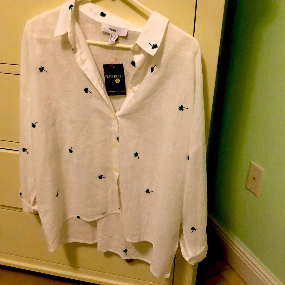 White with green palms shirt